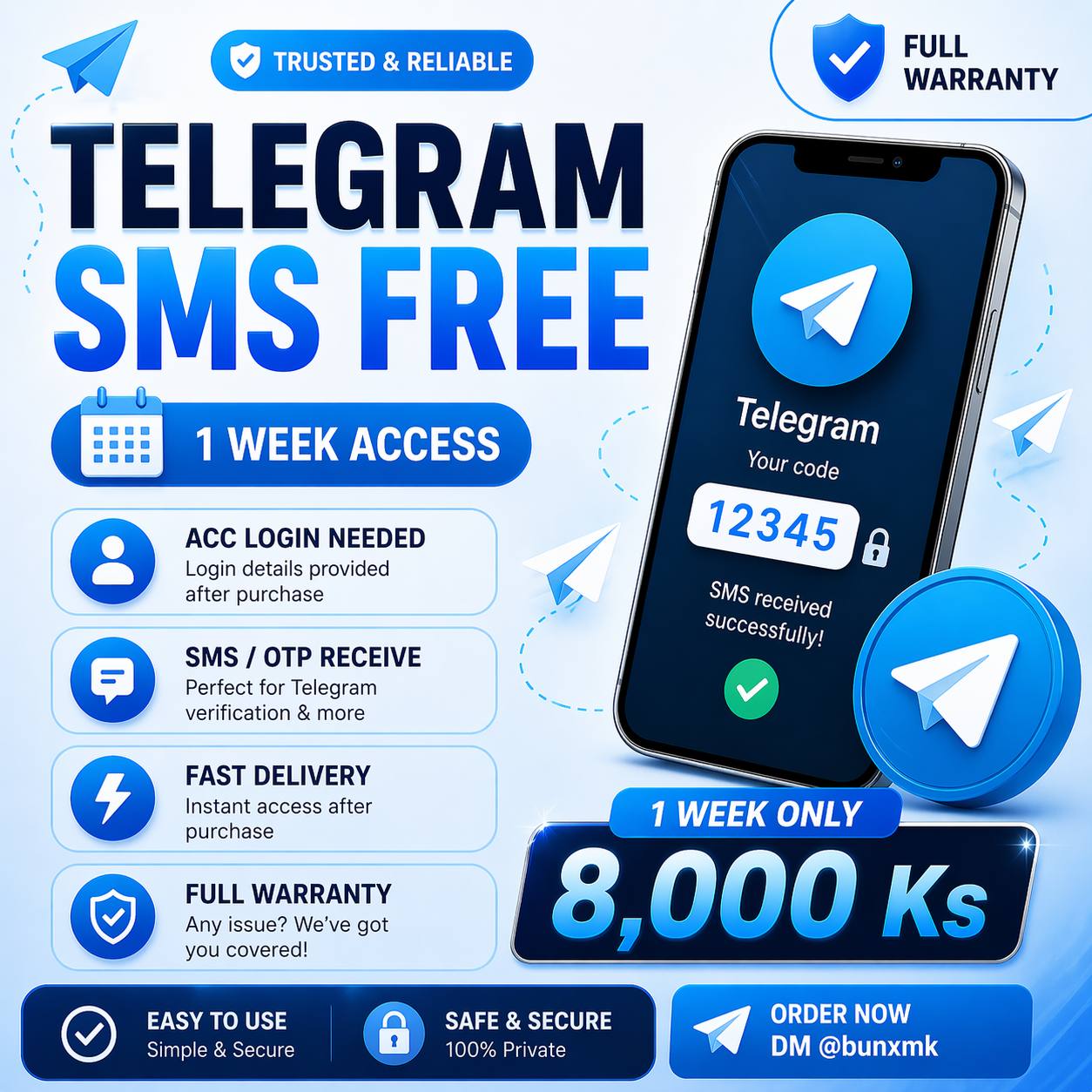 Telegram SMS Free – 1 Week