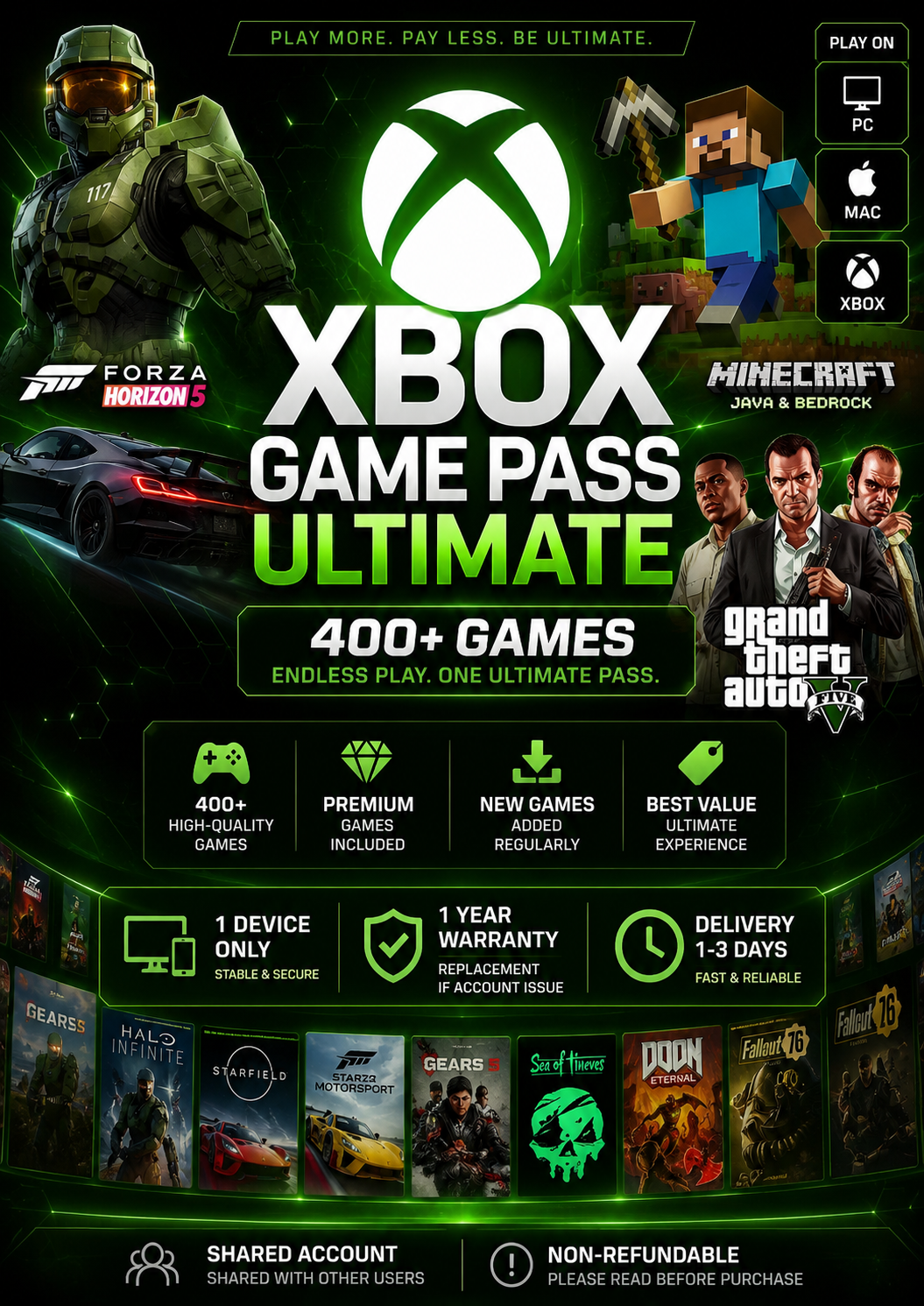 🎮 Xbox Game Pass Ultimate – 1 Year (Share Account)