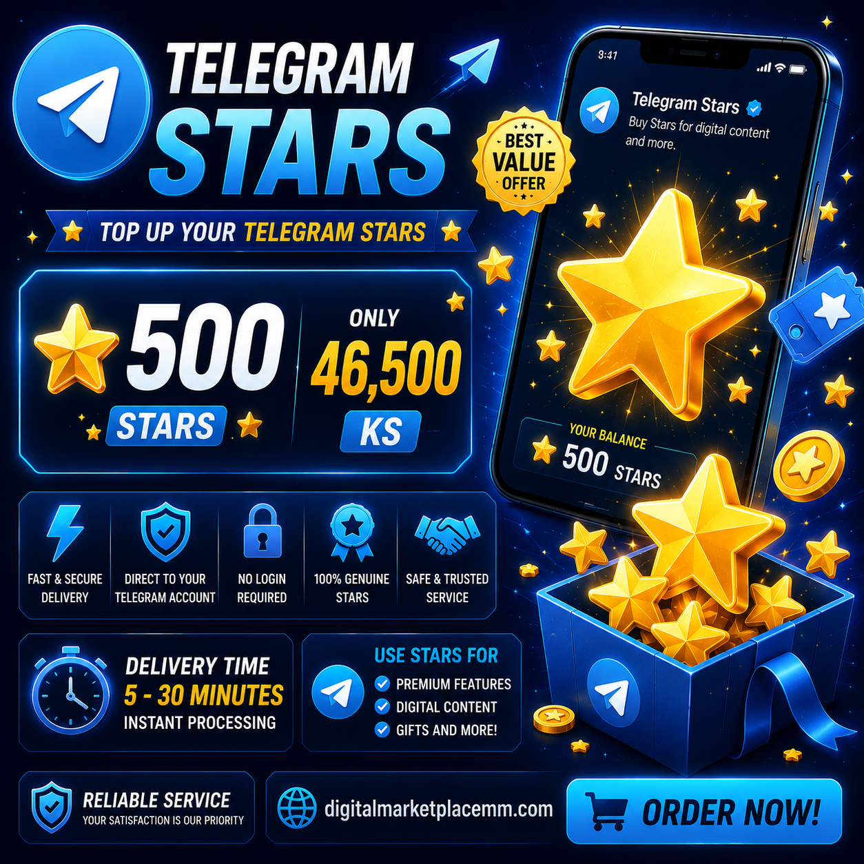 ⭐ Telegram Stars – 500 Stars
