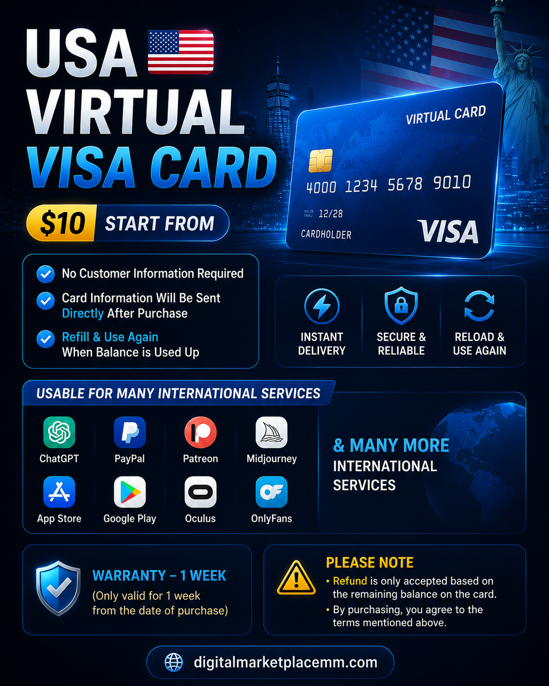 💳 USA Virtual Visa Card – $10